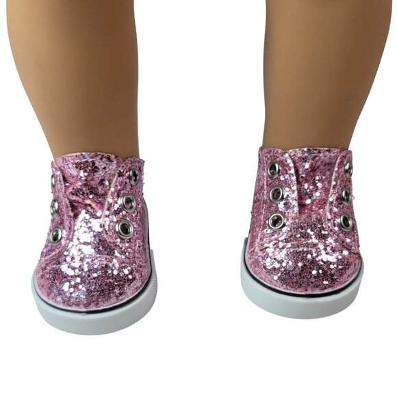 2/$15 18" Dolls Glitter Sparkle Sneakers Pink Slip On Shoes OG AG Hobby Lobby - Picture 2 of 8
